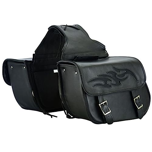Naked Cowhide Leather Motorcycle Saddle Bags Throw Over Saddlebags (2 Count)