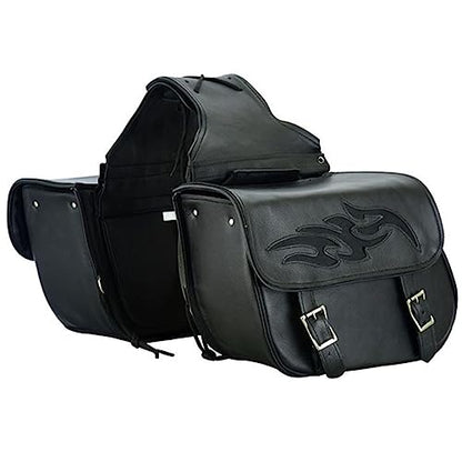 Naked Cowhide Leather Motorcycle Saddle Bags Throw Over Saddlebags (2 Count)
