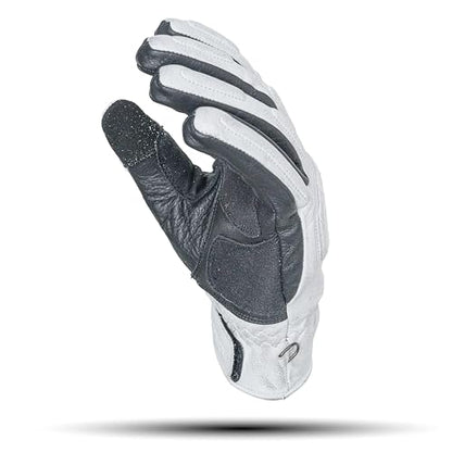 Leather Motorcycle Gloves for Men with Soft Polyester Lining Bike Riding Gloves with Grip Patches on Palm and Accordion Panels on Fingers and Cuff
