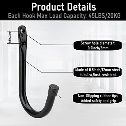 Garage Storage Hooks 3.5Inch Heavy Duty Wall Mounted Garage Utility Hooks 12 Pack Hangers Great for Tools Bikes Ladders Chairs (12 Count)
