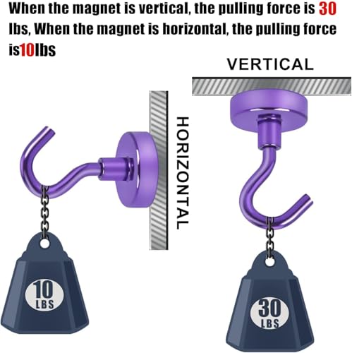 Magnetic Hooks 10pcs 30lbs Cruise Essentials 2026 Magnet Hook Purple (10 Count)