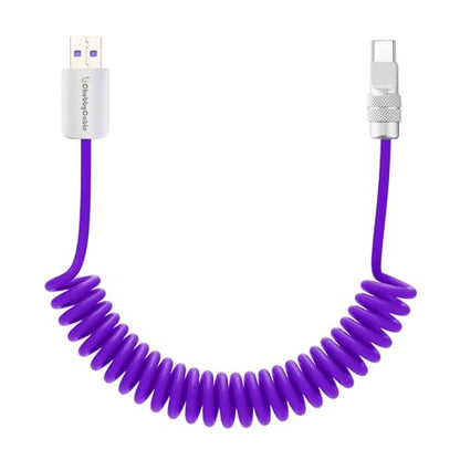 USB A to C 120W Braided Coiled Charging Cable