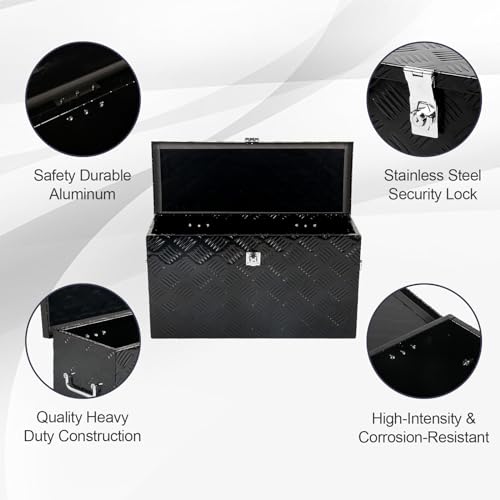 24 Inch Aluminum Tool Box 5 Bar Tread ToolBox for Truck Bed Car Outdoor