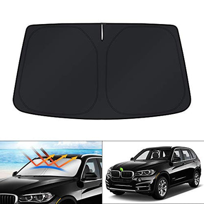 Windshield Sun Shade for BMW X5 2014 2015 2016 2017 2018 Accessories Custom Fit Window Sun Visor Protector Foldable Sunshade Blocks UV Rays Keep Your Car Cool