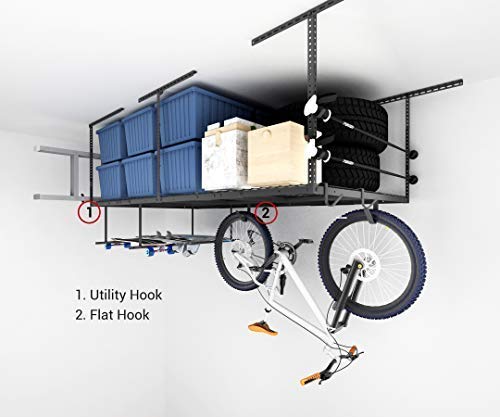 4x8 Overhead Garage Storage Rack with Hooks (2 Count)
