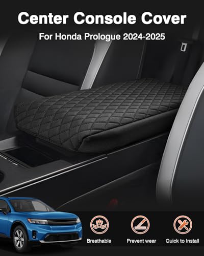 Custom for 2024 2025 2026 Honda Prologue Center Console Cover Armrest Cover for Honda Prologue Accessories Arm Rest Cushion Pad Leather Middle Console Cover Armrest Seat Box Protector Black
