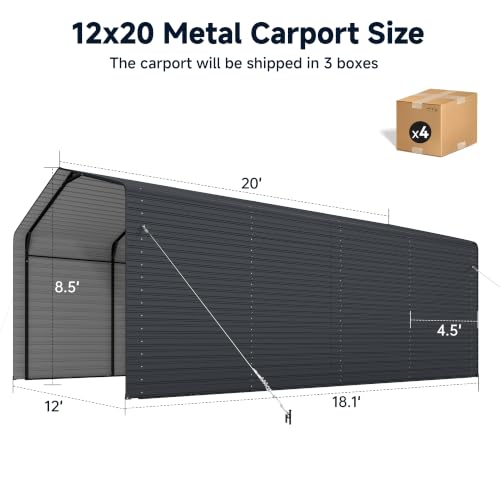 12x20 FT Heavy Duty Enclosed Metal Carport