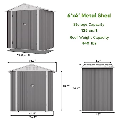 6x4 FT Outdoor Storage Shed