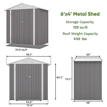 6x4 FT Outdoor Storage Shed