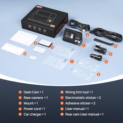 4K Dash Cam Front and Rear with STARVIS