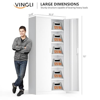 Metal Garage Storage Cabinet with 2 Doors and 5 Adjustable Shelves