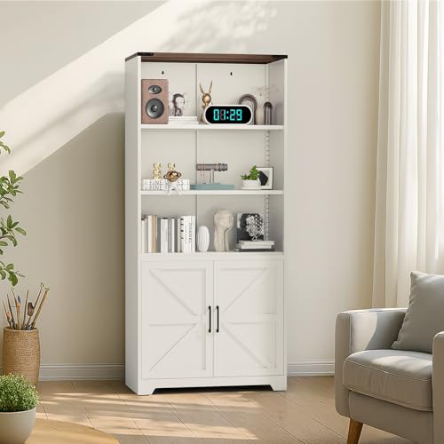 Bookcase with Doors and Adjustable Shelves