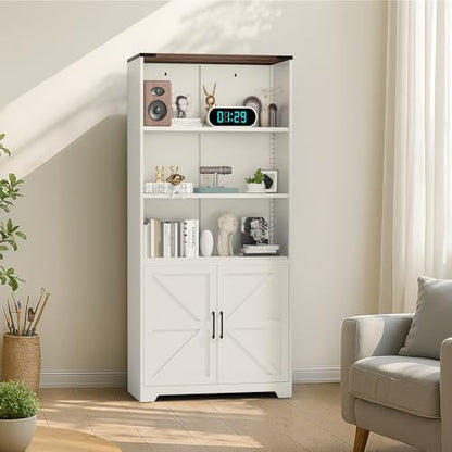 Bookcase with Doors and Adjustable Shelves