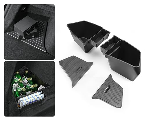 2PCS for 2025 2026 Tesla Model Y Juniper Trunk Organizer Trunk Storage Bins with Lid TPE Waterproof Trunk Storage Box for Model Y Juniper Interior Accessories (2 Count)