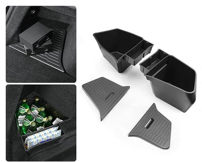 2PCS for 2025 2026 Tesla Model Y Juniper Trunk Organizer Trunk Storage Bins with Lid TPE Waterproof Trunk Storage Box for Model Y Juniper Interior Accessories (2 Count)