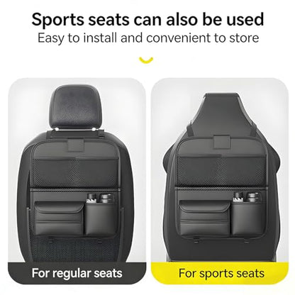 Universal Premium Leather Foldable Car Backseat Organizer with Table Tray