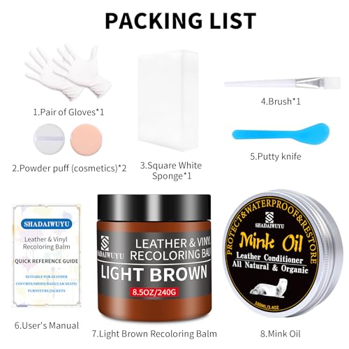 8.5oz Leather Recoloring Balm with 100ml Mink Oil
