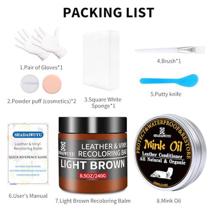 8.5oz Leather Recoloring Balm with 100ml Mink Oil