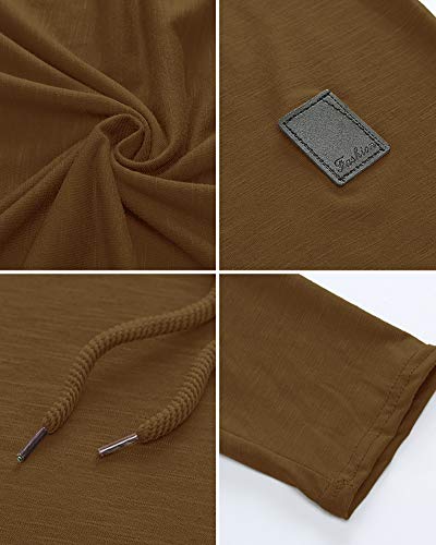 Mens Fashion Athletic Hoodies Sport Sweatshirt Solid Color Fleece Pullover Brown 3X
