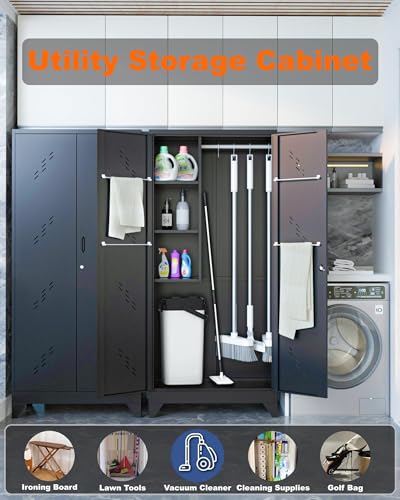 75" Metal Storage Cabinet with Lockable Doors