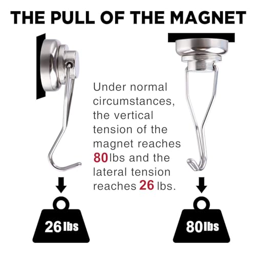 Magnetic Hooks Heavy Duty 80LB+ Swivel Swing Strong Magnet Hook (10 Count)