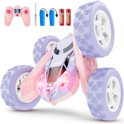 Pink Purple RC Stunt Car for Kids