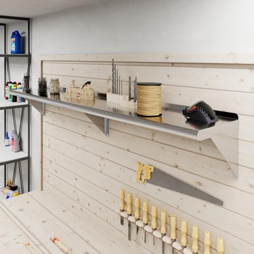 72" Long X 12" Deep Stainless Steel Wall Shelf