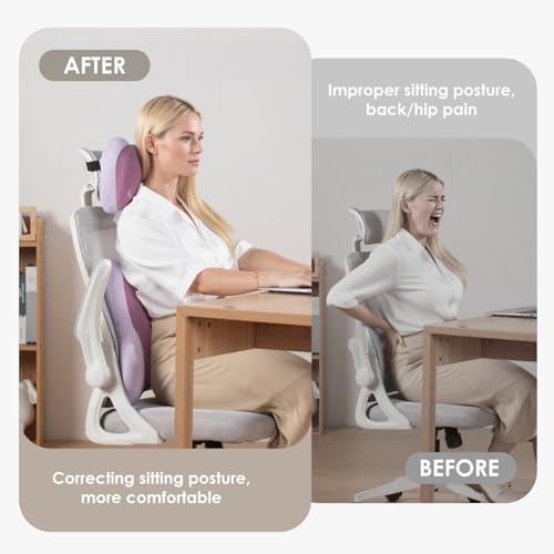 Lumbar Support with Car headrest Back Pillow for Chairs Headrest Pillow for Car Ergonomic Ultrathick Memory Foam Back Pillow for Office Chair
