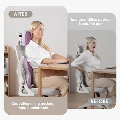 Lumbar Support with Car headrest Back Pillow for Chairs Headrest Pillow for Car Ergonomic Ultrathick Memory Foam Back Pillow for Office Chair