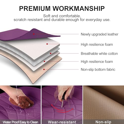 2 Pack Purple Leather Front Bottom Car Seat Covers (2 Count)