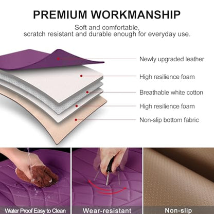 2 Pack Purple Leather Front Bottom Car Seat Covers (2 Count)