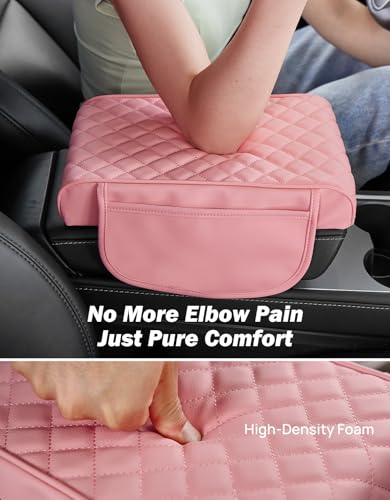 Pink Center Console Cover with Storage Bag for SUV Sedan