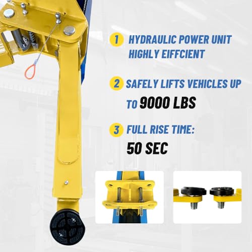 ME 9000lbs 2 Post Lift Clearfloor Lifts Max. Lifting Height 74.8" 2 Post Car Lift Auto Lift Car Hoist for Home Shop Garage