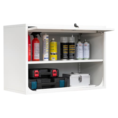 Metal Storage Cabinet White Wall Cabinets with Shelf and Locking Door