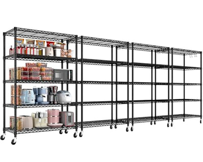 36"W x 16"D x 79"H Wire Shelving with Wheels (4 Count)