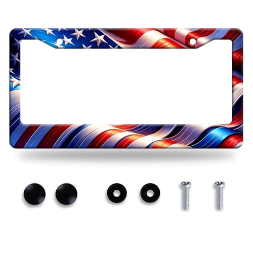 Patriotic American License Plate Frame Stainless Steel Car Accessory 6x12