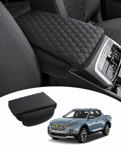 Center Console Cover Custom Fit for Hyundai Santa Cruz 2022 2023 2024 2025 2026 Armrest Cover Cushion Pad Santa Cruz Accessories PU Leather Armrest Seat Box Protector with Pockets Storage Bag