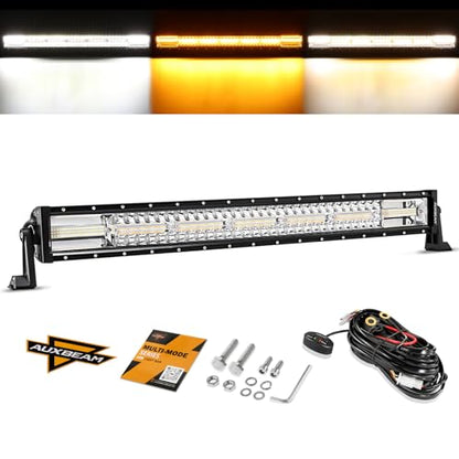 LED Light Bar 30 Inch 180W 6 Modes Amber White Offroad Strobe Light