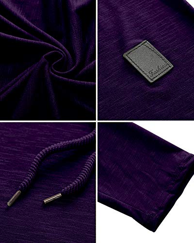 Mens Fashion Athletic Hoodies Sport Sweatshirt Solid Color Fleece Pullover Purple X
