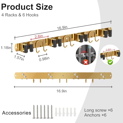 Mop Broom Holder Wall Mount (2 Count)