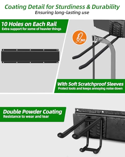 Garden Tool Organizer 48 inches with 18 Garage Wall Hooks in 9 Types (70.4 Ounce)