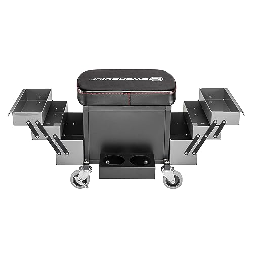 Rolling Seat with Expandable Tool Trays