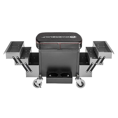 Rolling Seat with Expandable Tool Trays