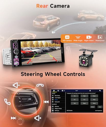 6.9 inch Single Din Car Stereo Wired Carplay Android Auto