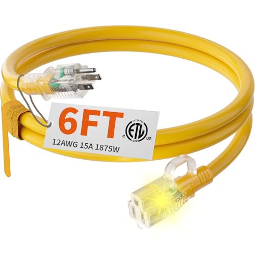 6FT 12 Gauge Extension Cord Yellow