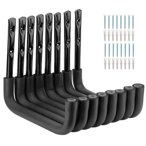 8 Pack Ladder Hooks 9.8Inch Garage Storage Utility Hook Heavy Duty Wall Mounted Storage Organizer Hanging Folding Chair Bike Ski Tool (8 Count)