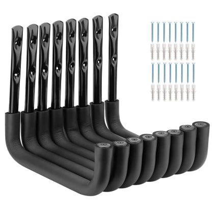 8 Pack Ladder Hooks 9.8Inch Garage Storage Utility Hook Heavy Duty Wall Mounted Storage Organizer Hanging Folding Chair Bike Ski Tool (8 Count)