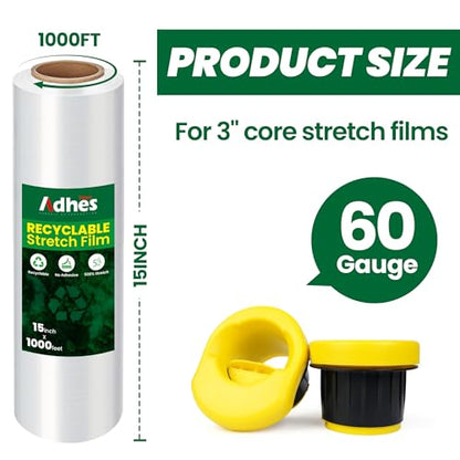 Adhes Recyclable Stretch Wrap Film with Handle (1000 Foot)