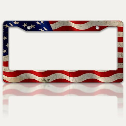 American Flag License Plate Frame Patriotic License Plate Holder 6x12 in
