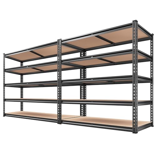2000LBS Garage Shelving Heavy Duty 72''H Storage Shelves 5 Tier Heavy Duty Shelving (2 Count)
